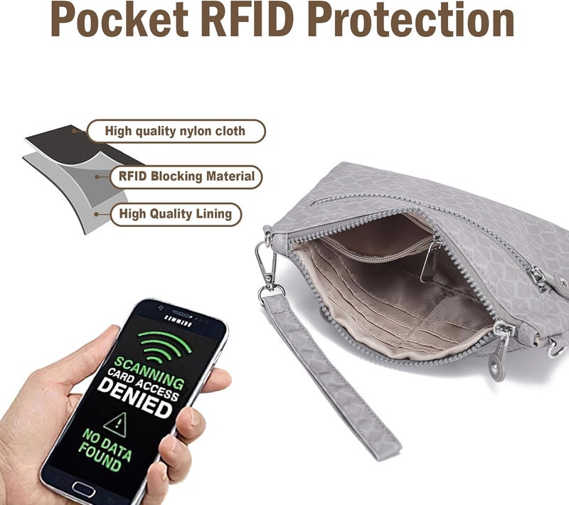 AOCINA محفظة معصم صغيرة للنساء مع حجب RFID حقيبة كتف هدايا ليوم الحب من النايلون للهواتف المحمولة - Image 3